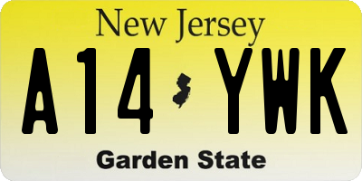 NJ license plate A14YWK