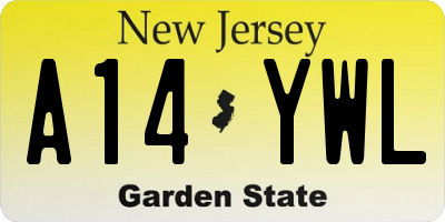 NJ license plate A14YWL
