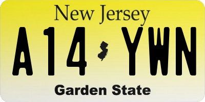 NJ license plate A14YWN