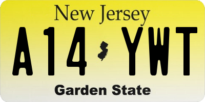 NJ license plate A14YWT