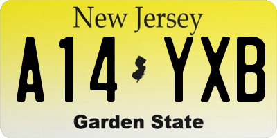 NJ license plate A14YXB