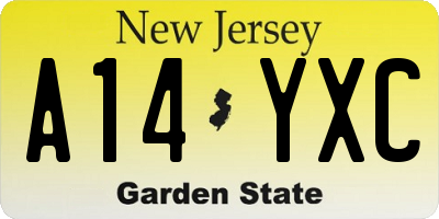 NJ license plate A14YXC