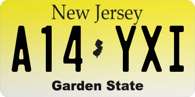 NJ license plate A14YXI