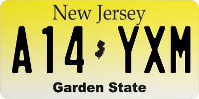 NJ license plate A14YXM