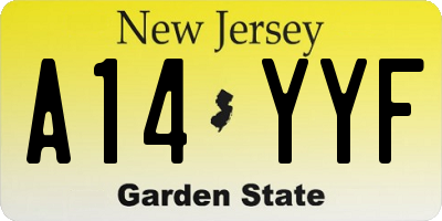 NJ license plate A14YYF