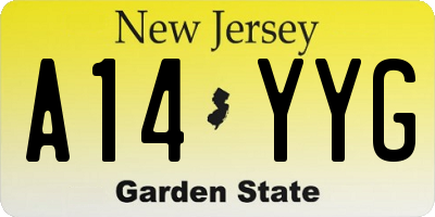 NJ license plate A14YYG