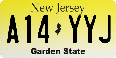 NJ license plate A14YYJ