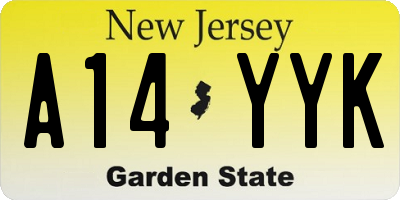 NJ license plate A14YYK