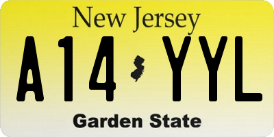 NJ license plate A14YYL