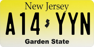 NJ license plate A14YYN