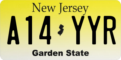 NJ license plate A14YYR
