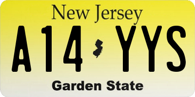 NJ license plate A14YYS