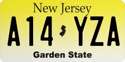 NJ license plate A14YZA
