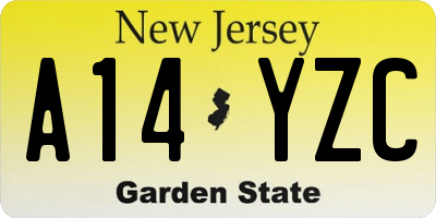 NJ license plate A14YZC
