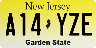 NJ license plate A14YZE