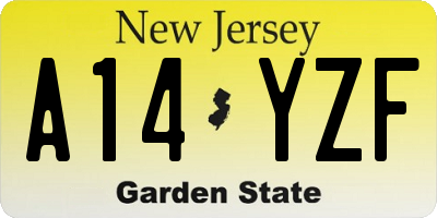 NJ license plate A14YZF