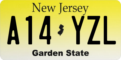 NJ license plate A14YZL