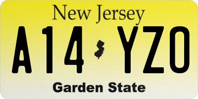 NJ license plate A14YZO