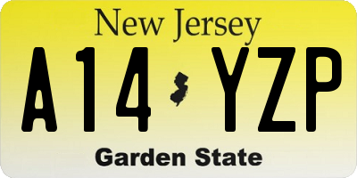 NJ license plate A14YZP