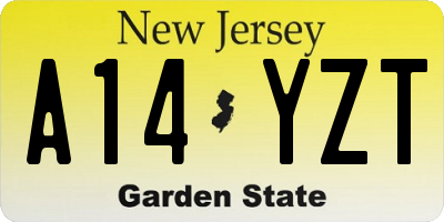 NJ license plate A14YZT