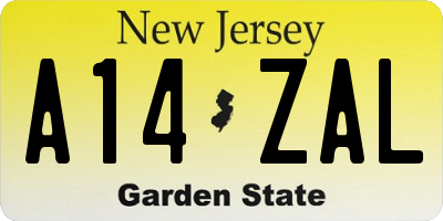 NJ license plate A14ZAL