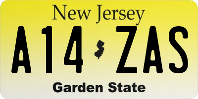 NJ license plate A14ZAS