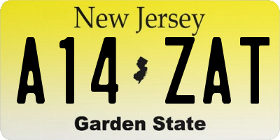 NJ license plate A14ZAT