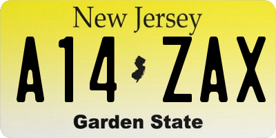 NJ license plate A14ZAX