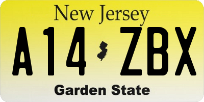 NJ license plate A14ZBX