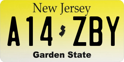NJ license plate A14ZBY