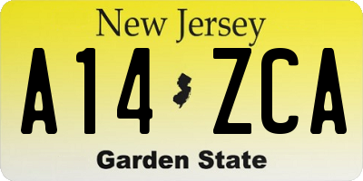 NJ license plate A14ZCA