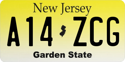 NJ license plate A14ZCG