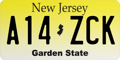 NJ license plate A14ZCK