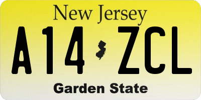 NJ license plate A14ZCL