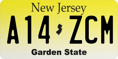 NJ license plate A14ZCM