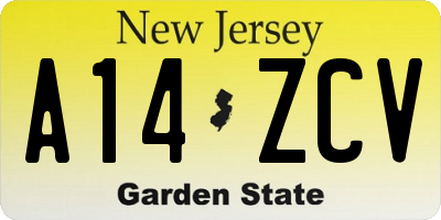 NJ license plate A14ZCV