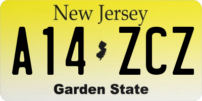 NJ license plate A14ZCZ