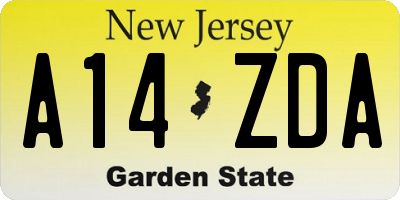 NJ license plate A14ZDA