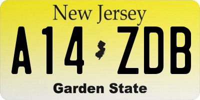 NJ license plate A14ZDB