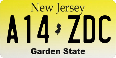 NJ license plate A14ZDC