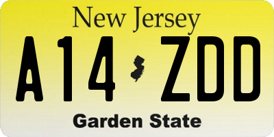 NJ license plate A14ZDD