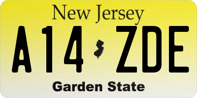 NJ license plate A14ZDE