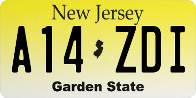 NJ license plate A14ZDI