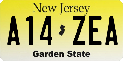 NJ license plate A14ZEA