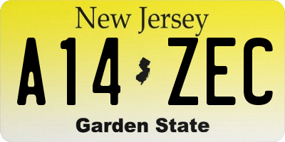 NJ license plate A14ZEC