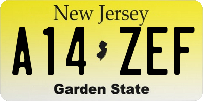 NJ license plate A14ZEF