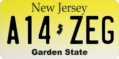 NJ license plate A14ZEG