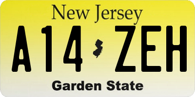 NJ license plate A14ZEH