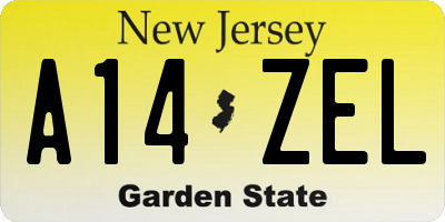 NJ license plate A14ZEL