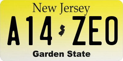 NJ license plate A14ZEO